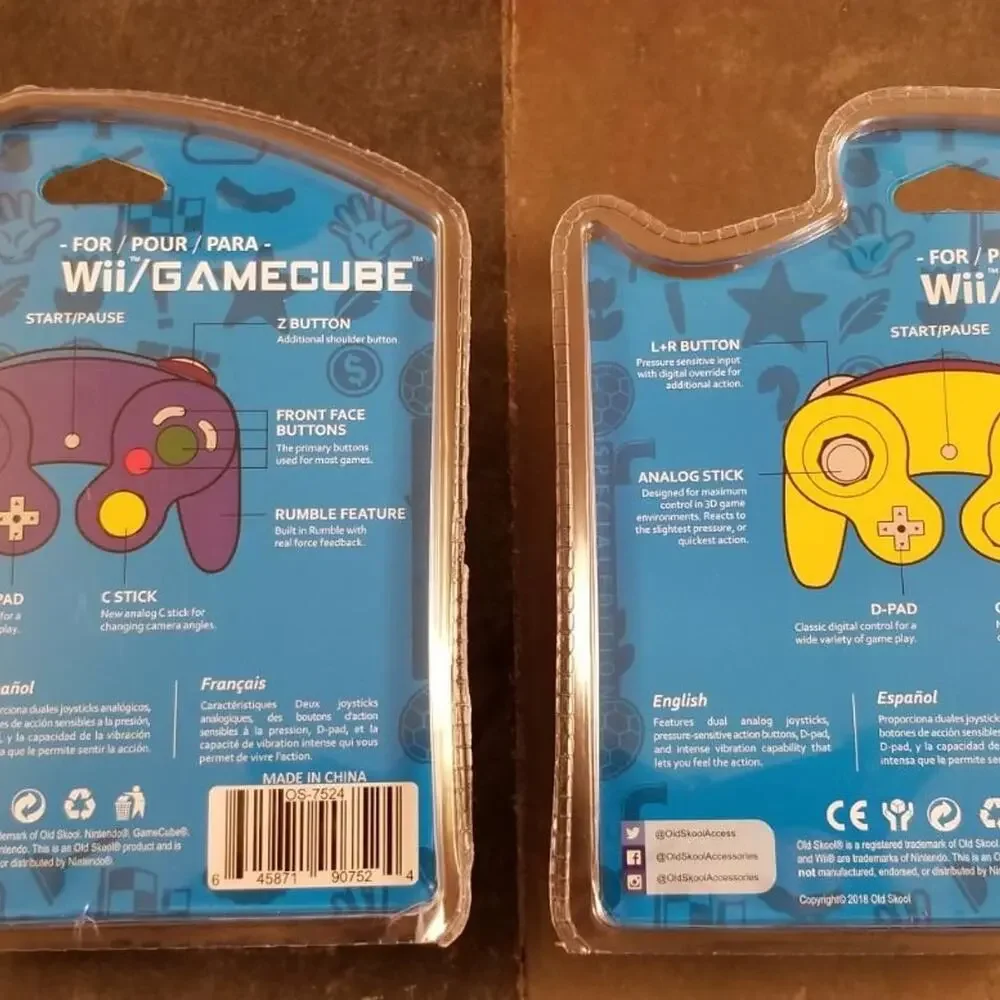 2 Gamecube Controllers - Blue & Yellow (NEW) - Nintendo - Old Skool